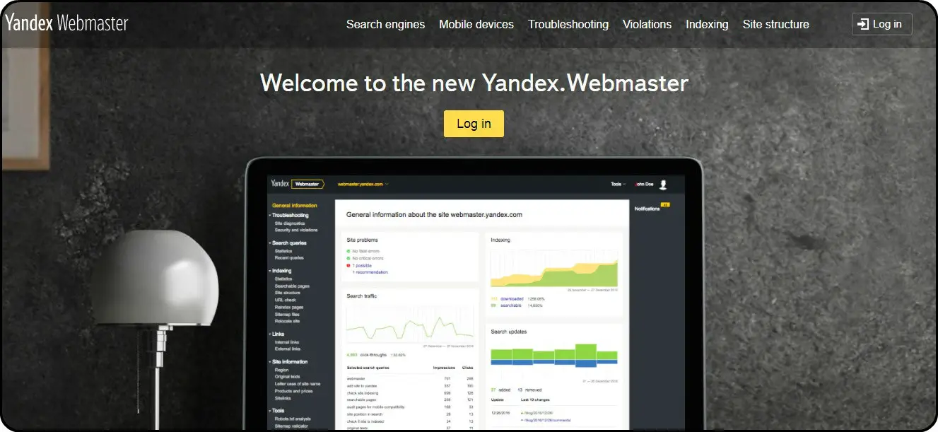 Submit your site to Yandex