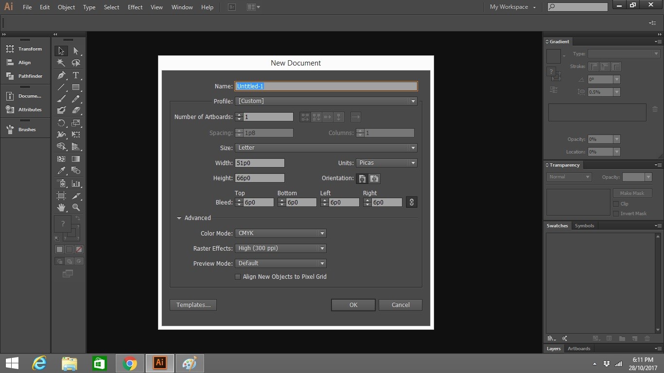 Creating a New Document in Adobe Illustrator 