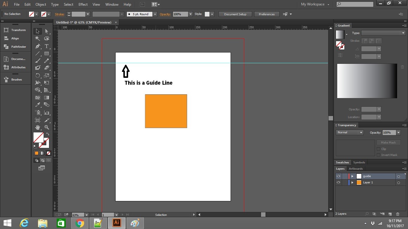 create a guide inAdobe illustrator