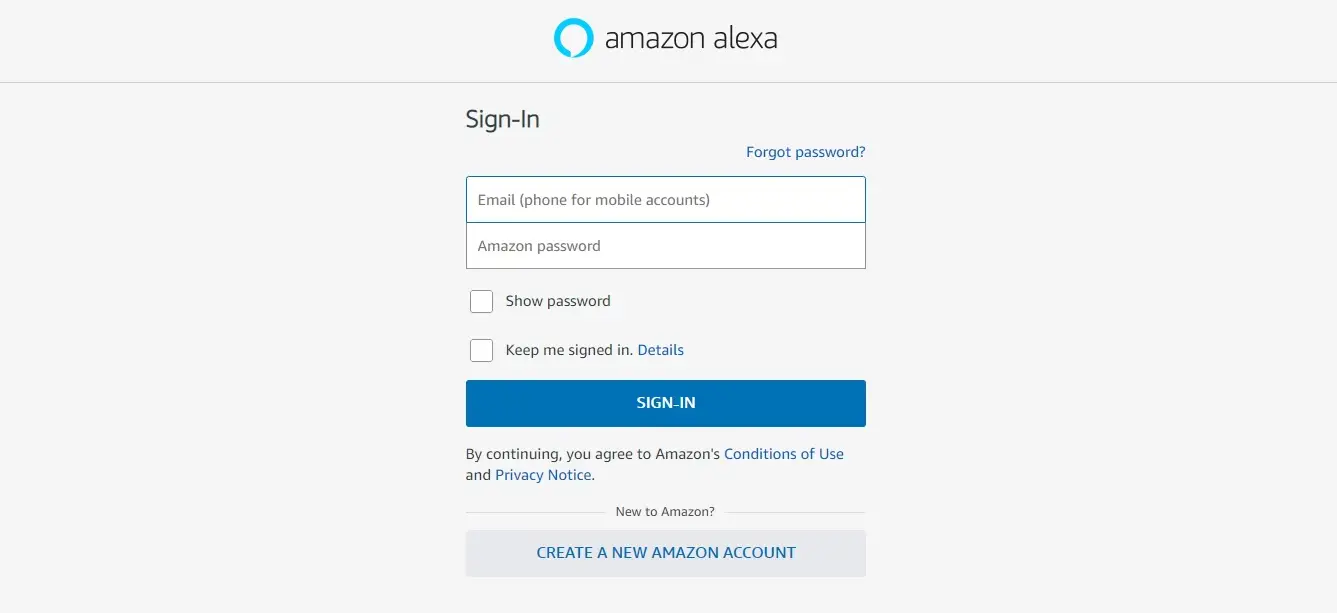 Log on to Alaxa Amazon